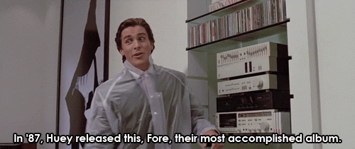 Patrick Bateman listening to music